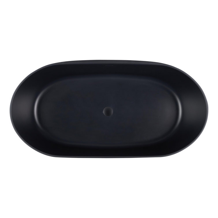 Catino 66" Matte Black Solid Surface Freestanding Soaking Tub
