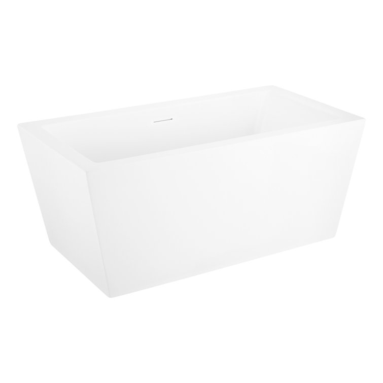 Mayim 59" White Acrylic Freestanding Soaking Tub with Integral Drain