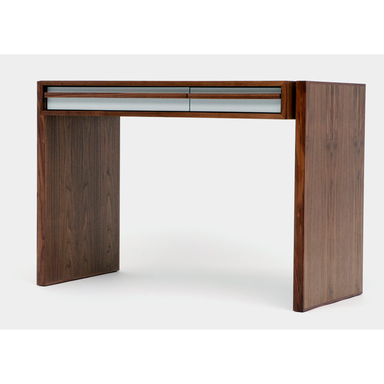 Gray Solid and Manufactured Wood Desk with Drawers