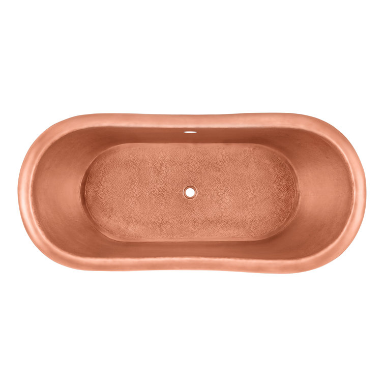 Paige 66" Antique Copper Hammered Freestanding Double Slipper Tub