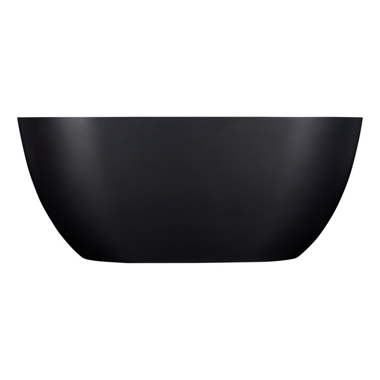 Catino 66" Matte Black Solid Surface Freestanding Soaking Tub