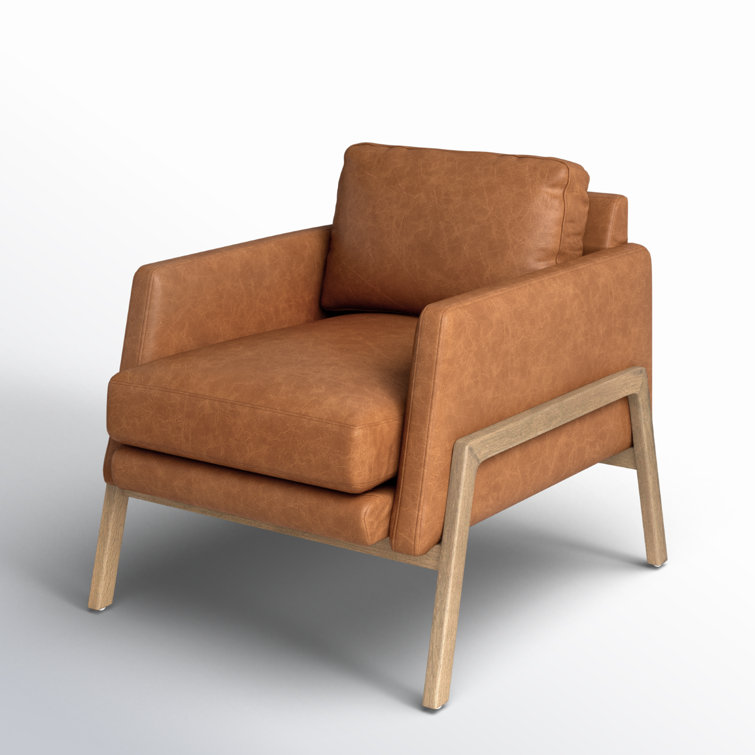 Sonoma Butterscotch Leather and Wood Accent Chair