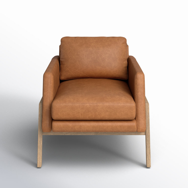 Sonoma Butterscotch Genuine Leather Club Chair with Solid Wood Frame