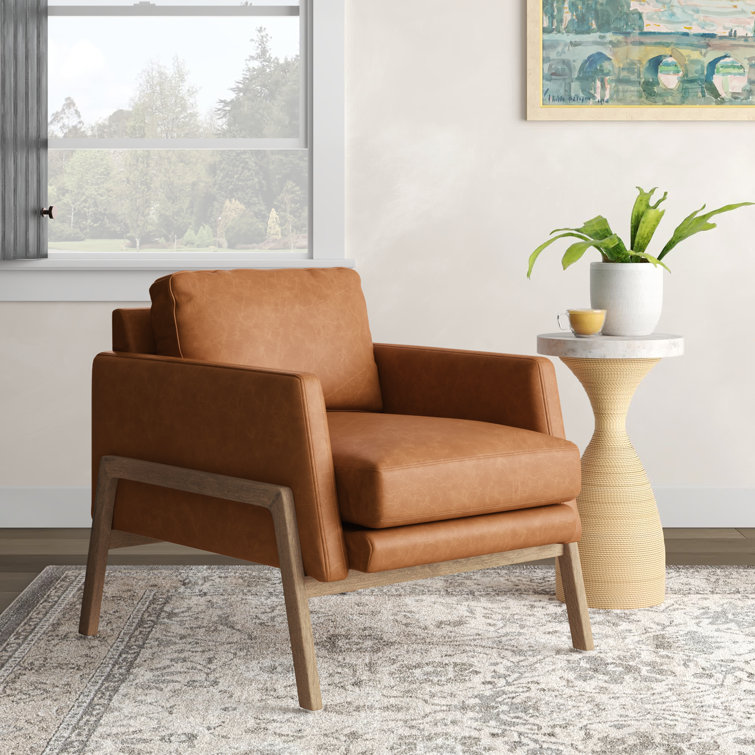 Sonoma Butterscotch Genuine Leather Club Chair with Solid Wood Frame