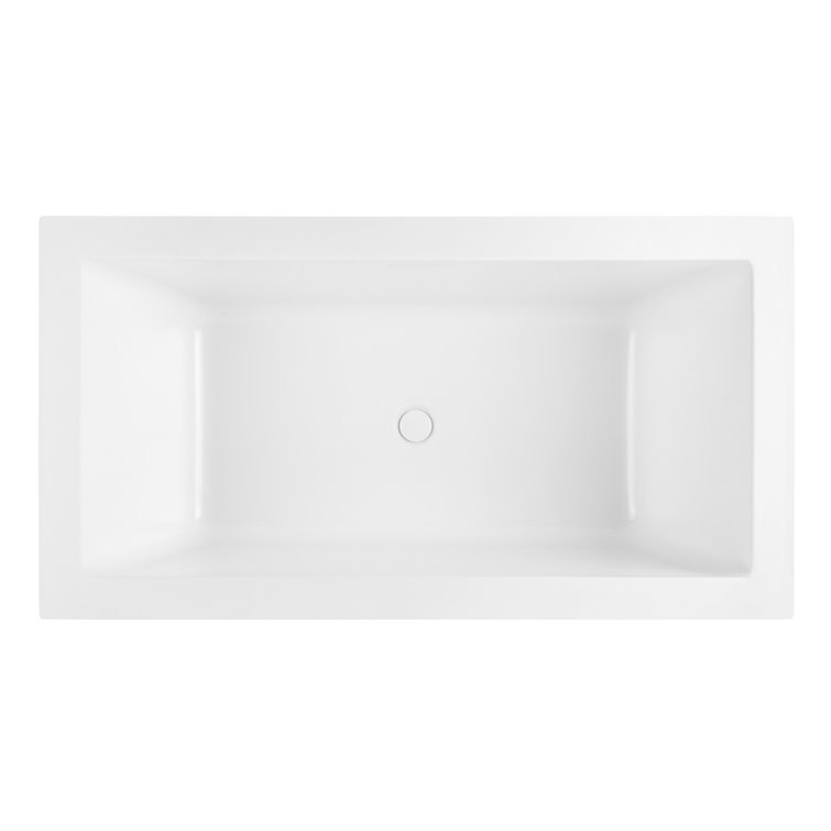 Mayim 59" White Acrylic Freestanding Soaking Tub with Integral Drain