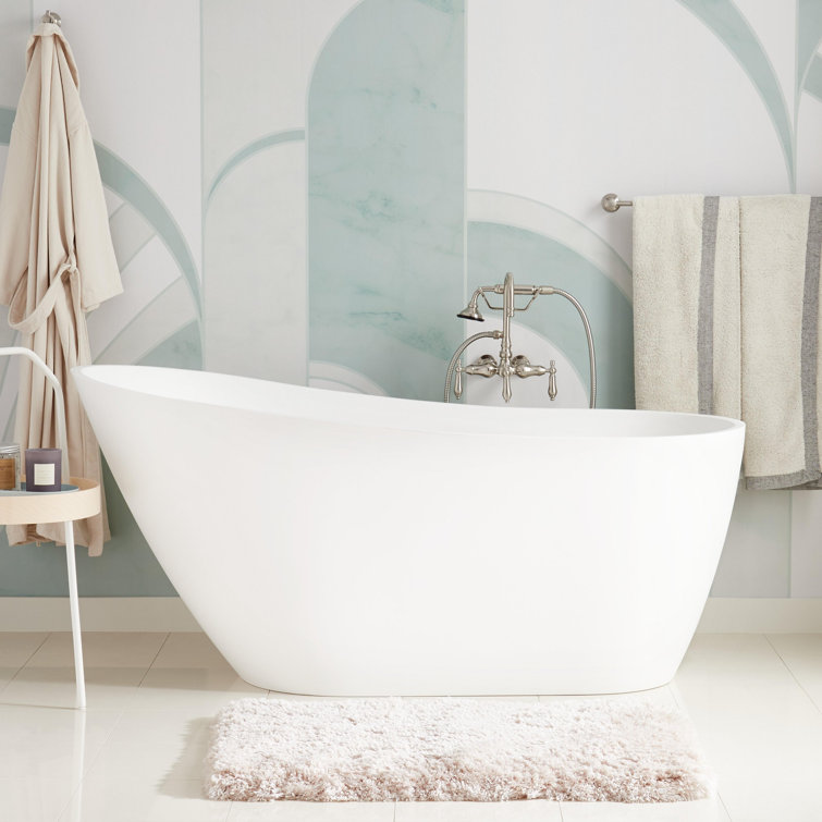 Sheba 66" White Solid Surface Freestanding Soaking Tub