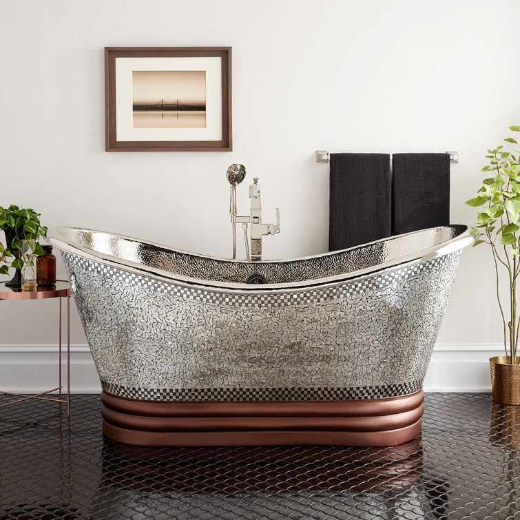 Anastasia 71" Nickel-Plated Copper Free Standing Soaking Tub