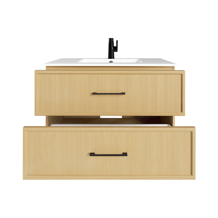 Cassidy 36" Natura Wall-Mounted Vanity with Cultured Marble Top