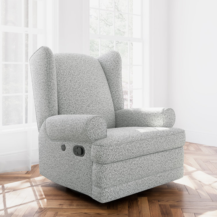Salt and Pepper Boucle Swivel Recliner with USB Port