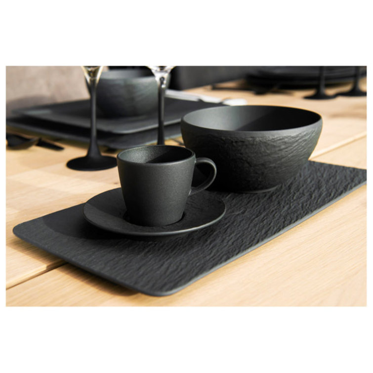 Black Textured Ceramic Rectangular Serving Tray