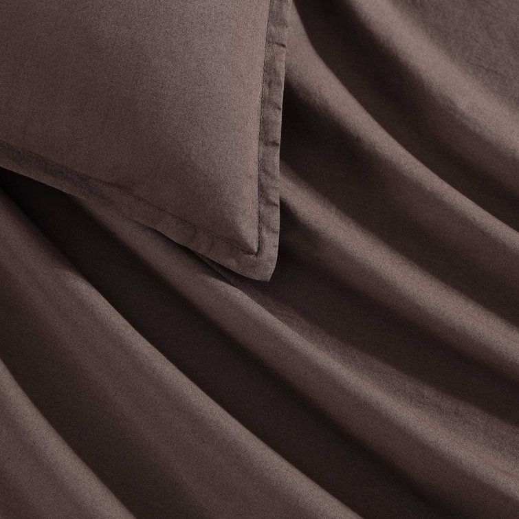 Earth Brown Queen Cotton Duvet Cover Set with Shams