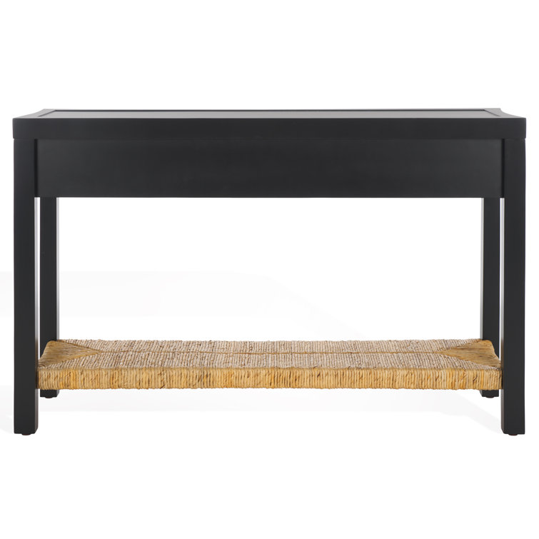Black Mahogany and Banana Stem Console Table with Storage Shelf