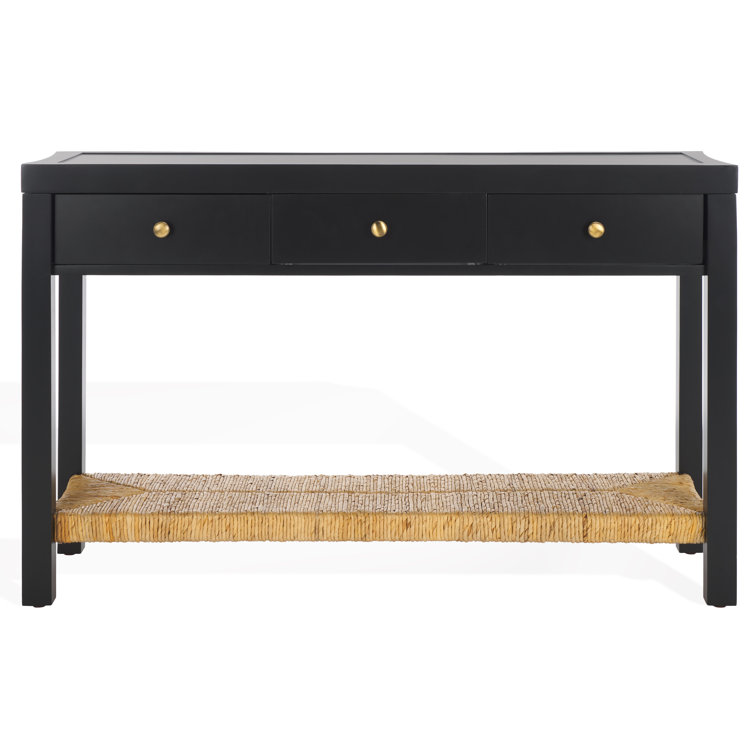 Black Mahogany and Banana Stem Console Table with Storage Shelf