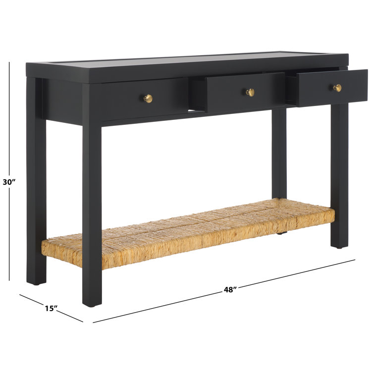 Black Mahogany and Banana Stem Console Table with Storage Shelf