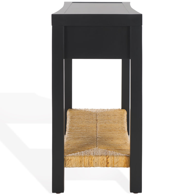 Black Mahogany and Banana Stem Console Table with Storage Shelf