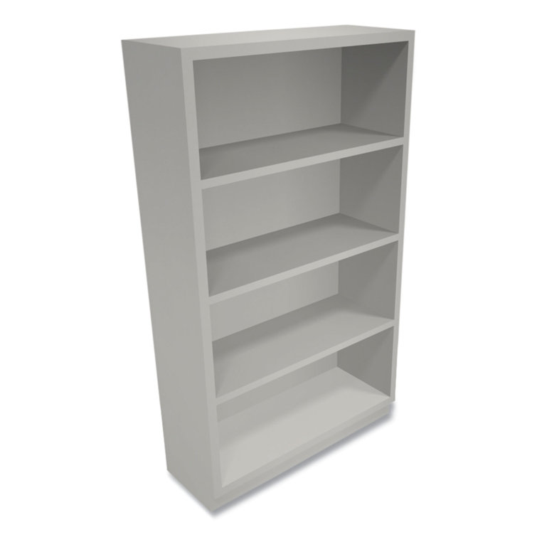 Adjustable Light Gray Metal Bookcase with Heavy-Duty Frame