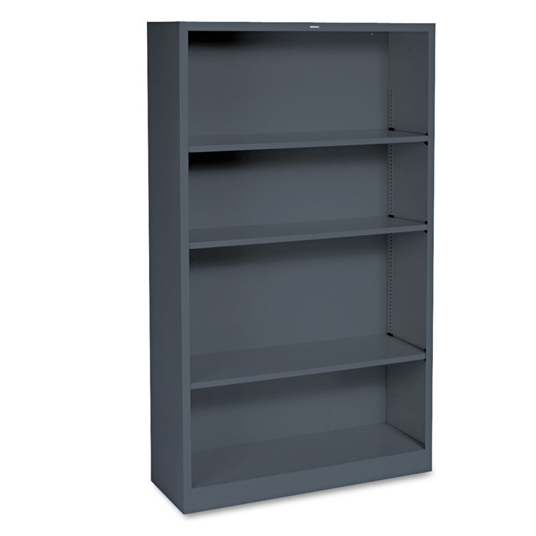 Adjustable Gray Heavy-Duty Metal 59" Bookcase with Four Shelves