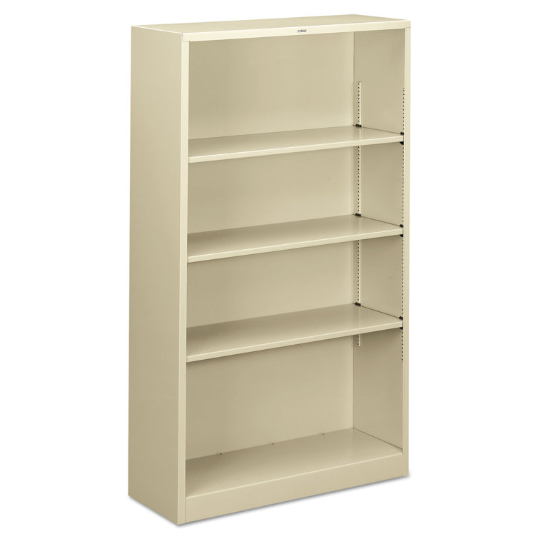 Adjustable 59" Putty Steel 4-Shelf Bookcase