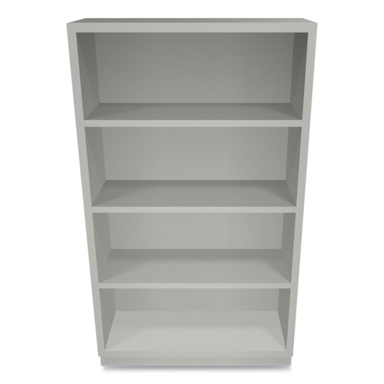Adjustable Light Gray Metal Bookcase with Heavy-Duty Frame