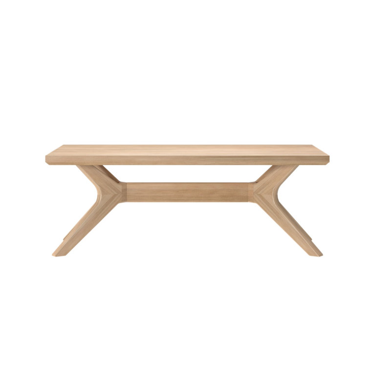 Blonde Solid Wood Cross Leg Rectangular Coffee Table, 48 inches
