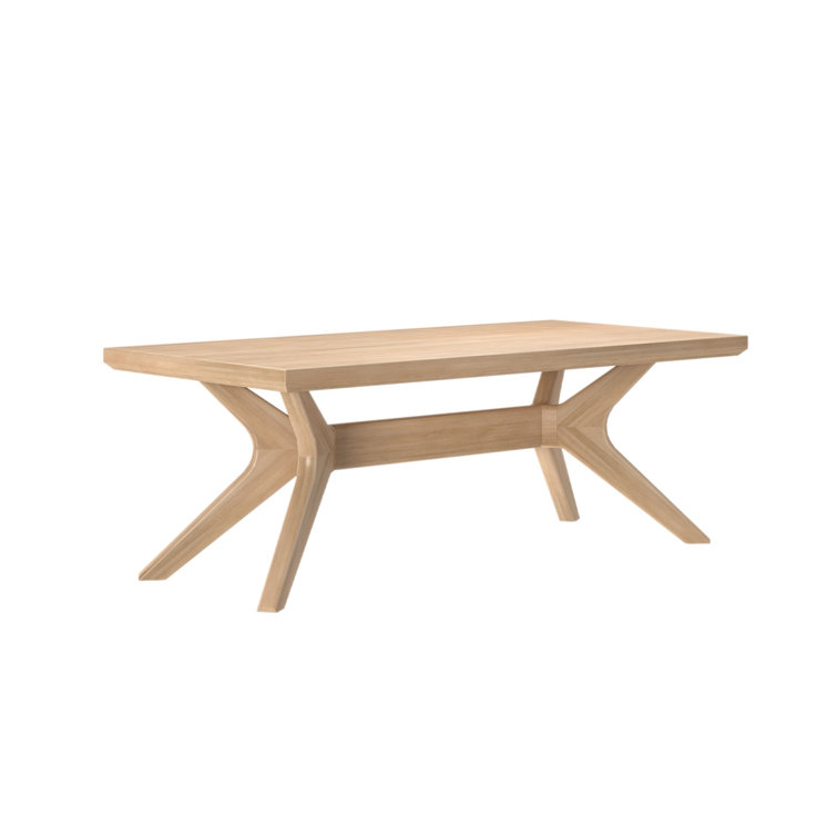 Blonde Solid Wood Cross Leg Rectangular Coffee Table, 48 inches