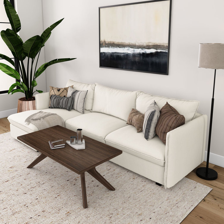Walnut Brown Solid Wood Rectangular Coffee Table with Cross Legs