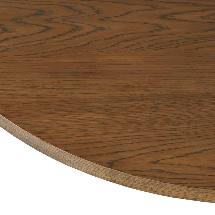 Auden Round Walnut Mid-Century Modern Fluted Pedestal Dining Table