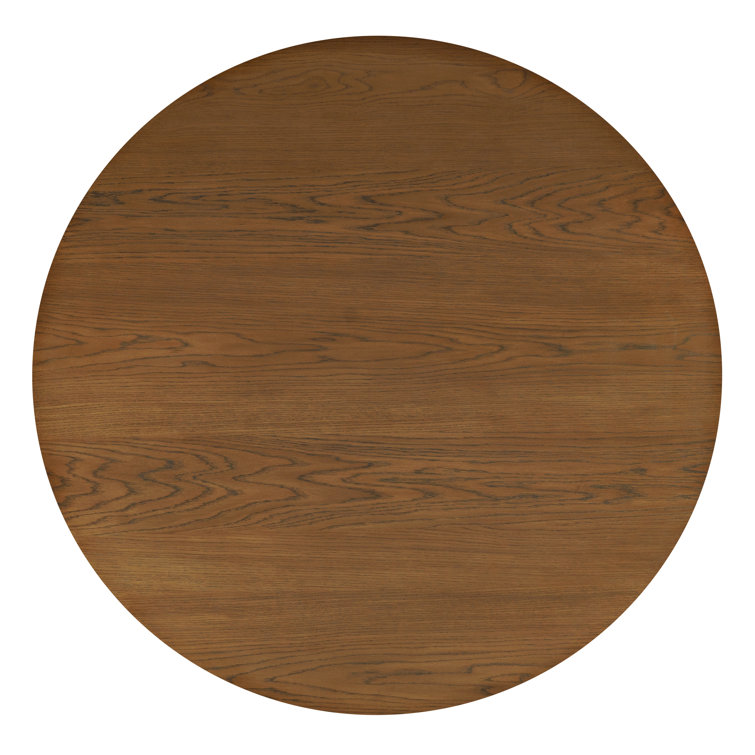 Auden Round Walnut Mid-Century Modern Fluted Pedestal Dining Table