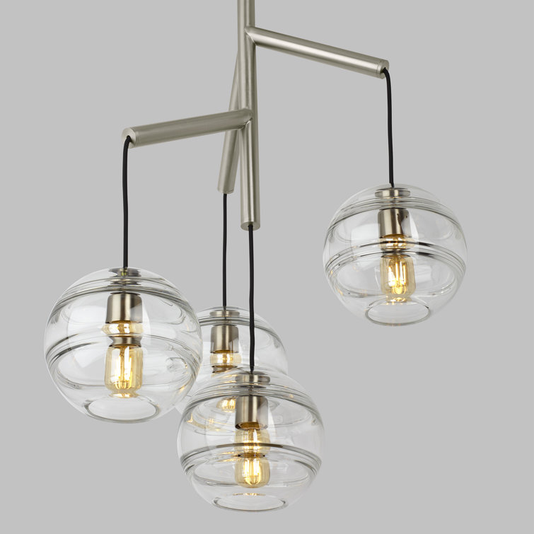 Sedona Aged Brass 4-Light LED Chandelier with Clear Glass Globe