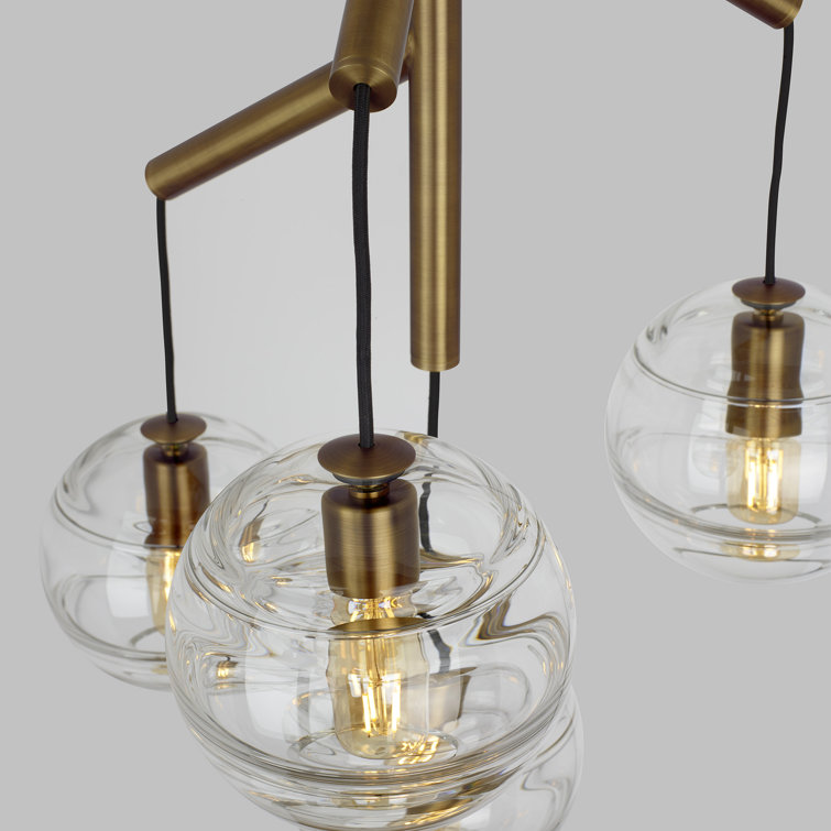Sedona Aged Brass 4-Light LED Chandelier with Clear Glass Globe