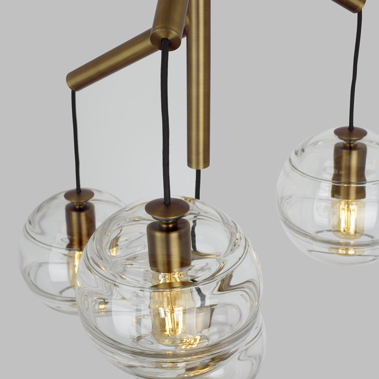 Sedona Aged Brass 4-Light LED Chandelier with Clear Glass Globe