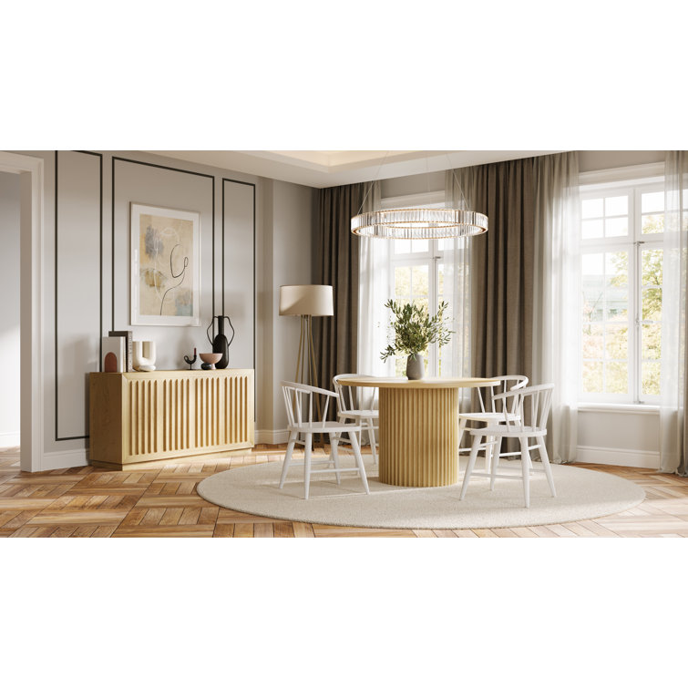 Auden 48" Natural Rubberwood Round Pedestal Dining Table