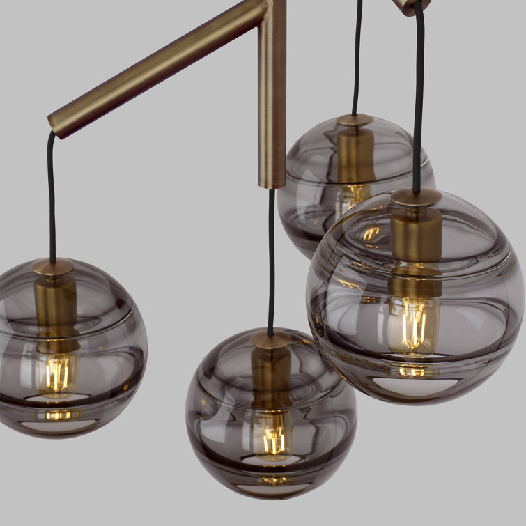 Sedona 4-Light Aged Brass Chandelier with Transparent Smoke Glass