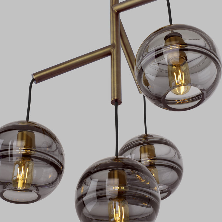 Sedona 4-Light Aged Brass Chandelier with Transparent Smoke Glass