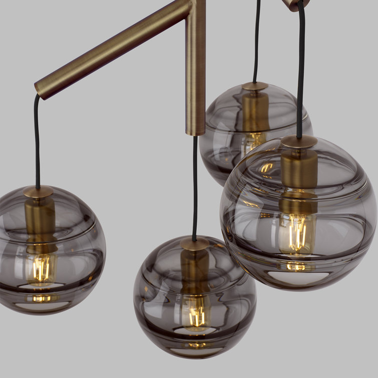 Sedona 4-Light Aged Brass Chandelier with Transparent Smoke Glass