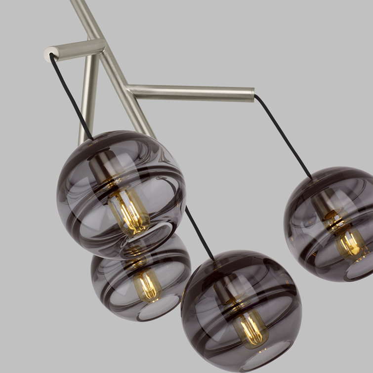 Sedona 4-Light Aged Brass Chandelier with Transparent Smoke Glass