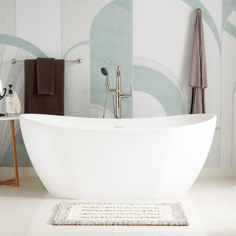 Winifred 71" White Solid Surface Freestanding Soaking Tub