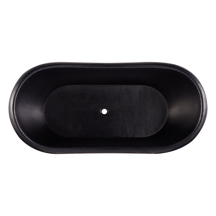 Raye 71" Antique Black Copper Freestanding Tub with White Drain