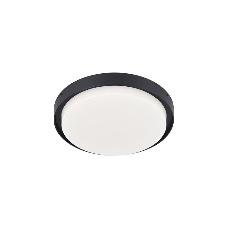 Black Aluminum LED Indoor/Outdoor Drum Flush Mount
