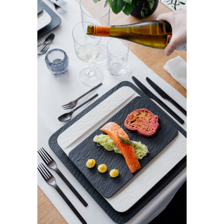 Black Textured Ceramic Rectangular Serving Tray