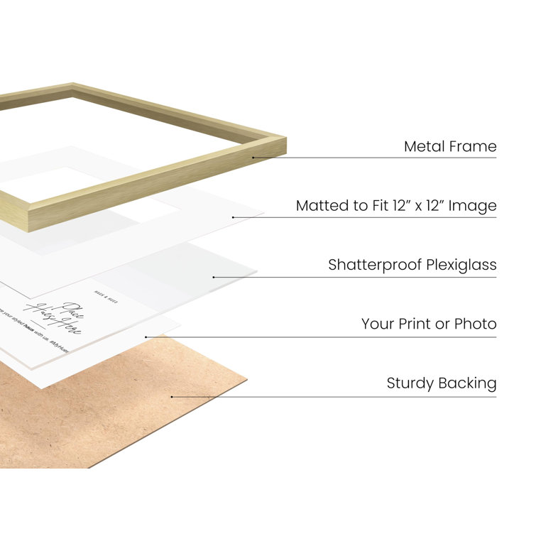 16x16 Gold Aluminum Wall Picture Frames Set of 3