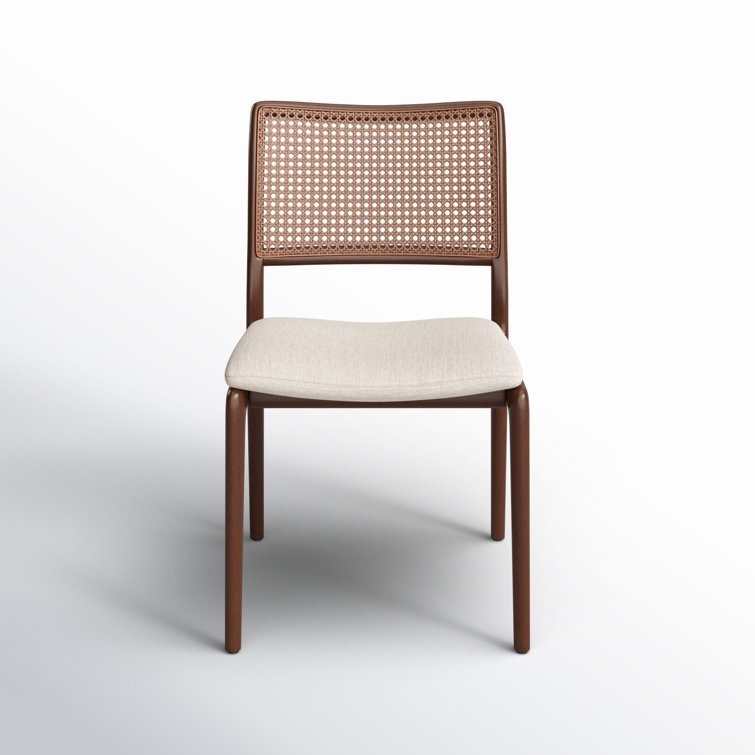 Medley Ivory and Nogal Upholstered Cane Back Side Chair