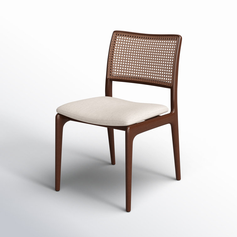 Medley Ivory and Nogal Upholstered Cane Back Side Chair