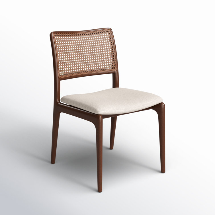 Medley Ivory and Nogal Upholstered Cane Back Side Chair