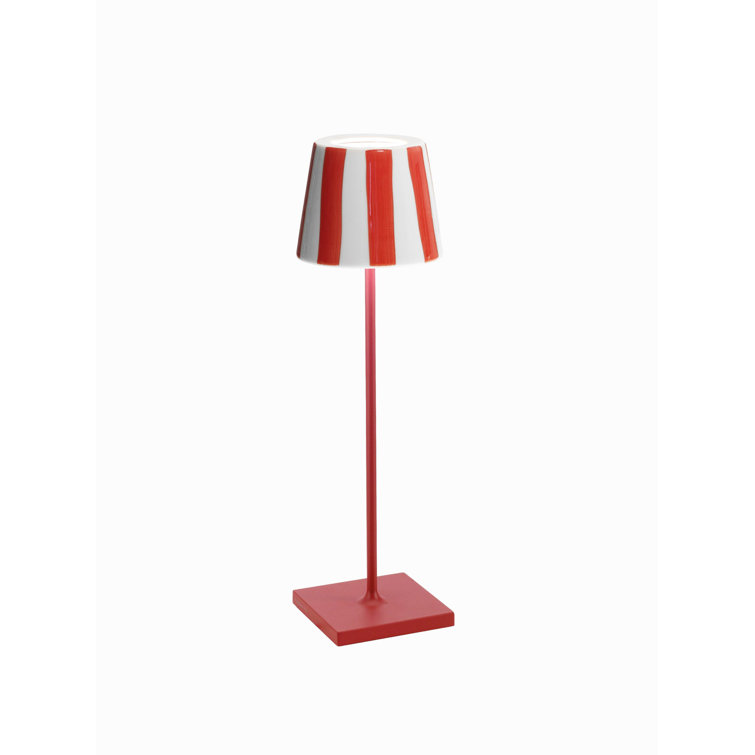 Red Cordless Outdoor LED Table Lamp with Ceramic Shade
