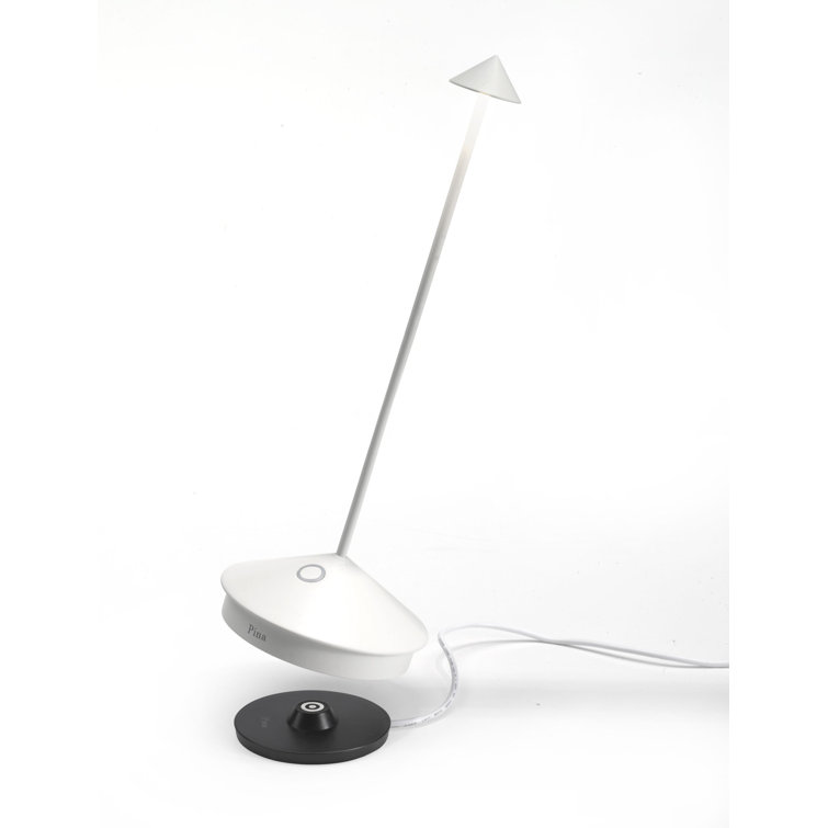 Zafferano White Metal Cordless Touch-Control Portable Table Lamp