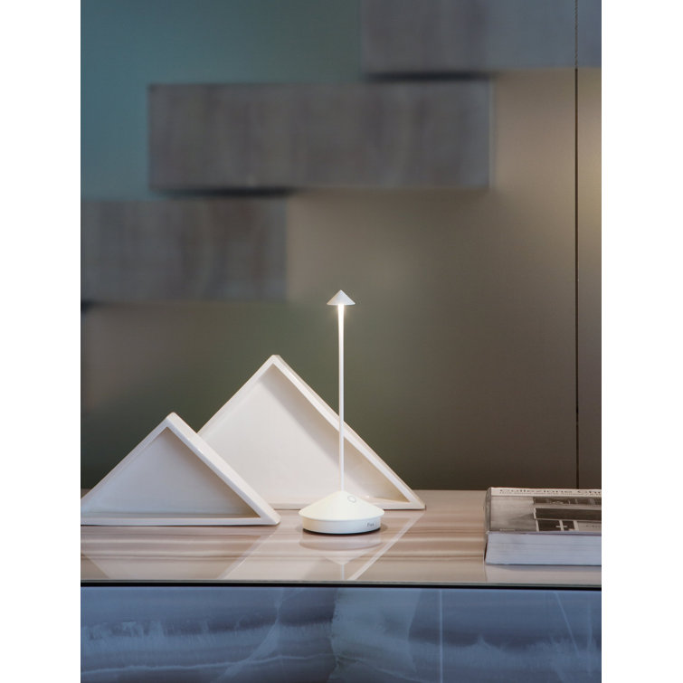 Zafferano White Metal Cordless Touch-Control Portable Table Lamp
