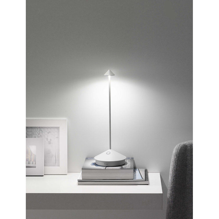 Zafferano White Metal Cordless Touch-Control Portable Table Lamp