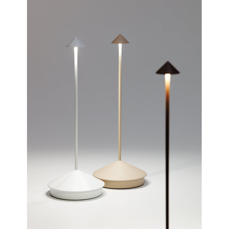Zafferano White Metal Cordless Touch-Control Portable Table Lamp
