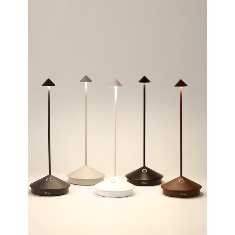 Zafferano White Metal Cordless Touch-Control Portable Table Lamp